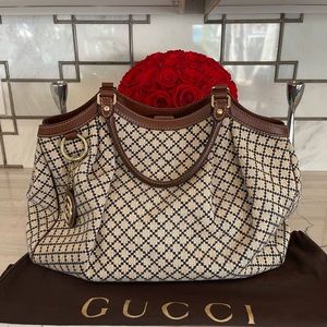 Gucci-Sukey tote Diamante neutral and navy